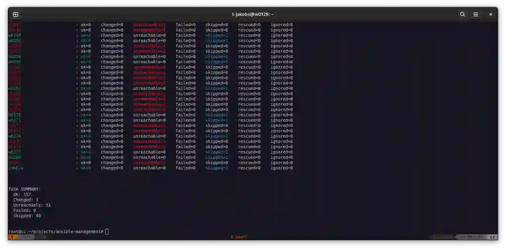 Screenshot Ansible Summary am Ende des PLAY RECAPs